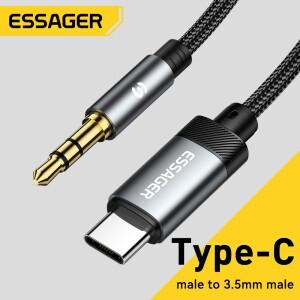 Essager 오디오 잭 케이블 유형-C USB C-3.5mm AUX 코드 자동차 스피커 헤드폰 어댑터 화웨이  변환기