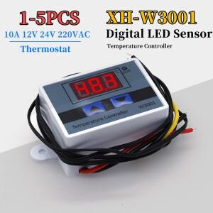 디지털 LED 온도 컨트롤러 XH-W3001, 인큐베이터 냉각 가열 스위치 온도조절기 NTC 센서용, 10A, 12V, 220V