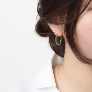 14K 골드필드 기본 20mm 골드 파이프 후프 링 귀걸이 14K귀걸이