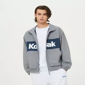 코닥 컬러블럭 우븐 빅로고 안감 자켓 GREY
