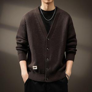 로타 남성 레트로 V넥 카디건 스웨터 봄 가을 캐주얼 리카