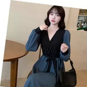 A라인 가을 소프트 허리끈 소재 롱원피스 일체형 여성