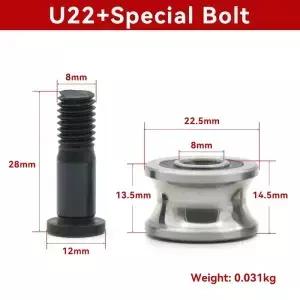 U22 T22 트레인 워킹 가이드 레일 트랙 롤러 베어링 8x22.5x14.5x13.5 특수 볼트 포함