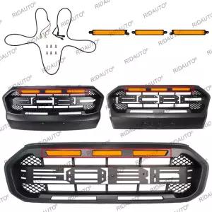 HMT 애프터마켓 랩터 그릴 용 3PCS LED 라이트 바 키트 2015- FORD RANGER T7 T8 앰버 옐로우 화이트 색상