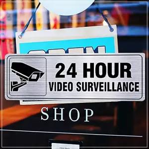 IOWFHKJT7 가짜 태양열 녹화 카메라 실외 건전지 알루미늄 감시 보안 도둑 안내판 CCTV 28cmx8cm 눈에띄는
