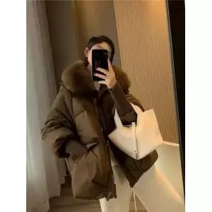 겨울 새 모피 칼라 퍼퍼 다운 파카 루즈 워머 두꺼운 스노우 자켓 포켓 지퍼 가짜 겉옷 여성