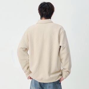 에네로 남성 봄가을 맨투맨 칼라 솔리드 트렌디 니트 캐주얼 커플 면 UNO