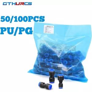 100/50pcs 공압 피팅 유형 PU/PG 공기 호스 커플 링 4mm 6mm 8mm 10mm 12mm 14mm 16mm 6-8mm 공압 부품 푸