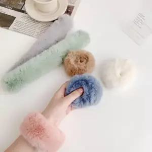 머리끈 고무줄 간편한끈 밍크 R 헤어밴드 원터치 요술 겨울 스크런치 자동 데일 헤어끈