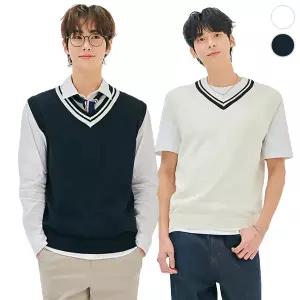 체이스컬트 배색 V-NECK VEST/2Color - 멀티