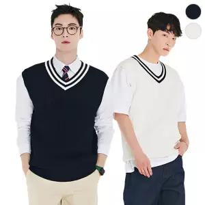 체이스컬트 배색 V넥 VEST/2Color - 멀티