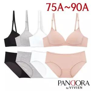 [하프클럽/비비안]75A-90A/주니어3단계 노와이어 면몰드브라팬티2종(PB7128)
