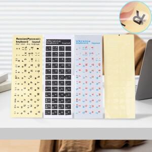 공용 PC 노트북용 블랙 및 클리어 배경 키보드 스티커, 흰색, 파란색, 빨간색, 검정색 문자