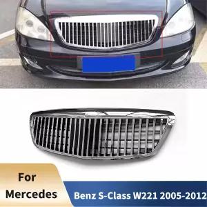 메르세데스 벤츠 S 클래스 W221 2005-2012 용 프론트 그릴 자동차 앞 범퍼 그릴 신장 그릴 부품 스플리터
