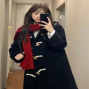 모직 코트 누빔안감 떡볶이 검정 대학생 교복