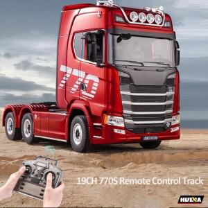 HUINA 1/18 19CH RC 트럭 770S 합금 트랙터 2.4G 무선 조종 엔지니어링 트레일러 (라이트 및 사운드 장착)