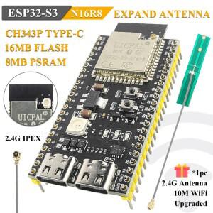 확장 안테나 ESP32-S3 개발 보드 2.4G Wifi 모듈 아두이노 IDF AI IOT DIY N16R8 CH343 Type-C 용
