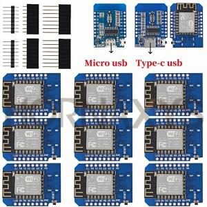 WeMos 미니 TYPE-C, 마이크로 USB, ESP8266 ESP-12F CH340G V2 모듈, 와이파이 D1 개발 보드, Arduino용 핀