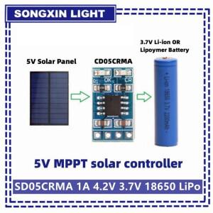 MPPT 태양열 충전 컨트롤러 1A 4.2V 3.7V 18650 LiPo 리튬 이온 배터리 모듈 SD05CRMA 전지 패널