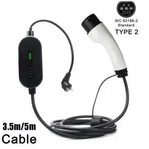 16A 3.5kW EV 충전기 Type2 2 휴대용 충전 박스 3.5M/5M 전기 자동차용 케이블 소켓 어댑터 IEC 62196