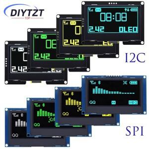DIYTZT 2.42 인치 OLED 디스플레이 모듈 128x64 LCD HD 스크린 SSD1309 Arduino 용 7 핀 SPI/IIC I2C 직렬
