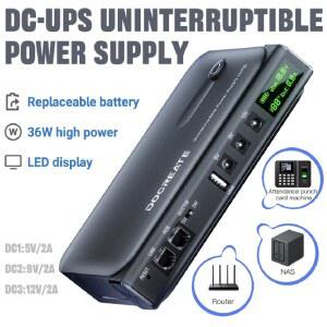 36W DC1036L 미니 DC UPS 무정전 전원 공급 장치 18650 교체 가능한 배터리 백업 5v 9v 12v 유럽 플러그 라우터 와이파이 모뎀용