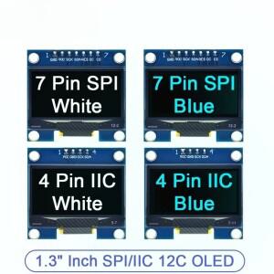 1.3인치 OLED 모듈 디스플레이 흰색/파란색 128X64SPI/IIC I2C 통신 컬러 LCD