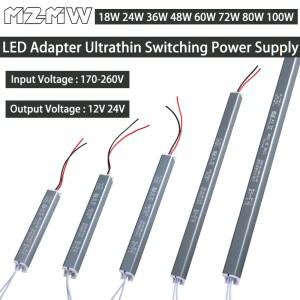 초박형 스위칭 전원 공급 장치 LED 어댑터 드라이버 18W 24W 36W 48W 60W 72W 80W 100W 170-260V 12V 24V 조명 변압기