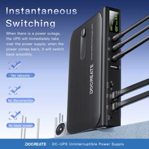 라우터 CCTV 모뎀용 Protable 36W DC UPS 백업 전원 공급 장치 5V/9V/12V 출력 배터리 없음 EU/US 플러그 무정전 전환