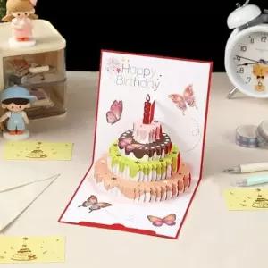 크리스마스 생일 축하 파티 케이크 모양 입체 카드 선물엽서 팝업카드 입체케이크 팝업생일카드 선물카드