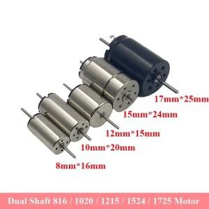 미니 816 1020 1215 1524 코어리스 모터 듀얼 1mm/1.5mm 샤프트 DC6V ~ 12V 자동차 철도 기차 모델 용 고속