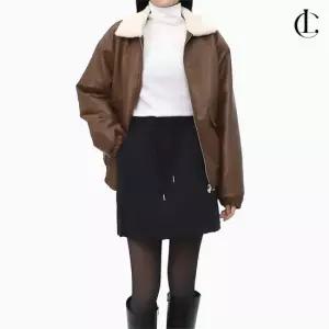 엘케이트 여자 레더재킷 오버핏 털안감 인조가죽 아우터 LCR105
