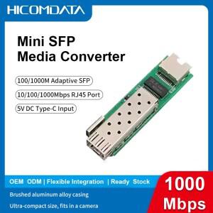 미니 1.25G 미디어 컨버터 슬롯 SFP 트랜시버 모듈 PCBA 5V DC 타입 C 입력 1 RJ45 이더넷 광섬유 스위치