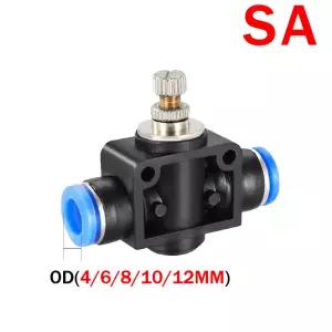 2PCS SA 스로틀 밸브 공기 흐름 제어 밸브 4mm 6mm 8mm 10mm 12mm 파이프 워터 호스 공압 밸브 푸시 인 커