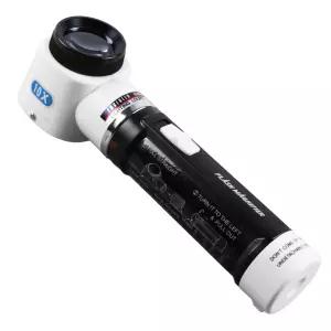 엔지니어 SL-71 LED 손전등 루페 10배 확대 도구 일본 제조 30mm 긁힘 방지 쌍안 렌즈 내장 사각 눈금 검사