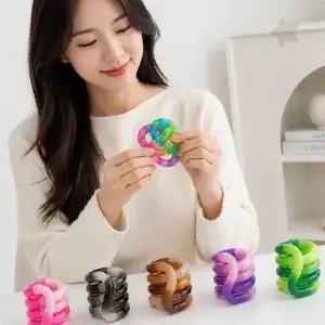 온도 변화 트위스트 링 피젯 토이 손 장난감 꼬불이 튜브 스트레스 해소 집중력