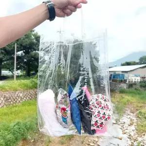 [제이큐]투명 PVC 백 손잡이 가방 30X40X10 사이즈