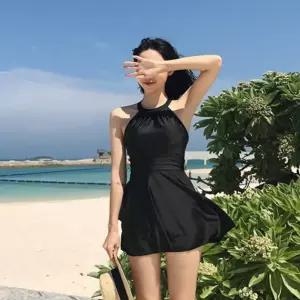 여자 휴양지 홀터넥 원피스 수영복 속바지 일체형