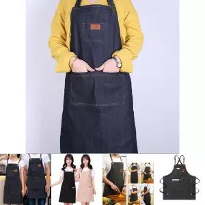 바리스타 카페 공방 화방 청 데님 앞치마 1P/미용/교사/작업/미술/H형/캔버스/주머니/위생/다용도/목공
