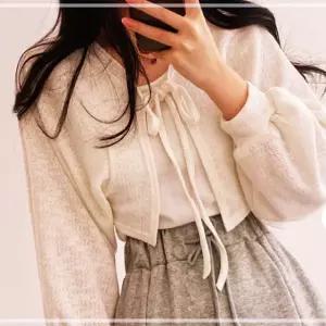 시스루 가을 퍼프 가디건 크롭 스트링 간절기 볼레로 LWCEB382