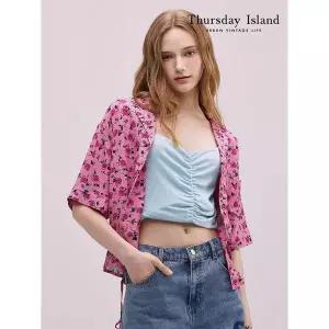 ？백화점제품？ 써스데이아일랜드 블라우스 셔츠 [Thursday Island] 카라 플라워 블라우스(T244MBL247W) 러