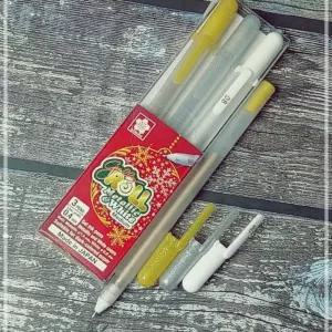 사쿠라 겔리롤 골드/실버 메탈릭+화이트 3종세트