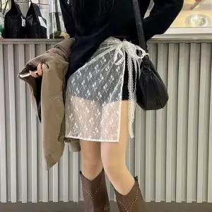 레이스 랩스커트 프릴 어드 시스루 흰색 치마