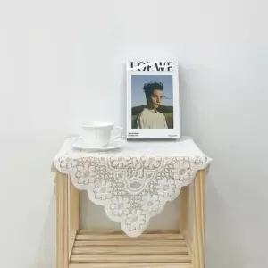 80x80cm 레이스식탁보 협탁보 홈카페 책 레이스보 레이스천 레이스테이블보 테이블보
