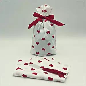 IOWFG9EA2 선물 답례품 구디백 유치원 레드 사은품 봉투 리본 어린이집 가방 하트 돌잔치 포장 50매