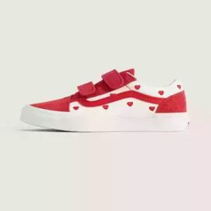 반스 vanskids 올드스쿨 V 레드 핫 발렌타인스 레이싱레드트루화이트