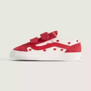 반스 vanskids 올드스쿨 V 토들러레드 핫 발렌타인스 레이싱레드트루화이트