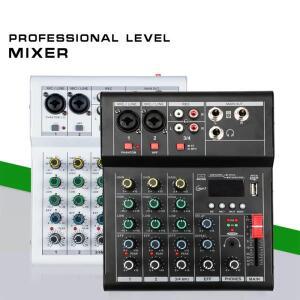 4채널 오디오 믹서 DJ 가라오케 믹싱 콘솔 USB 인터페이스 사운드 카드 BT 48V 지원 파티 PC 녹음용