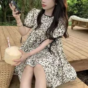 여성 여름 러블리 나들이 바캉스 플라워 미니 원피스