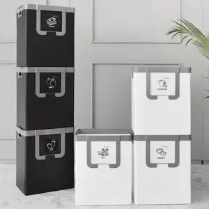 [룽스_6818]ECOCO 일반 분리 수거함 블랙 나눔이 3단